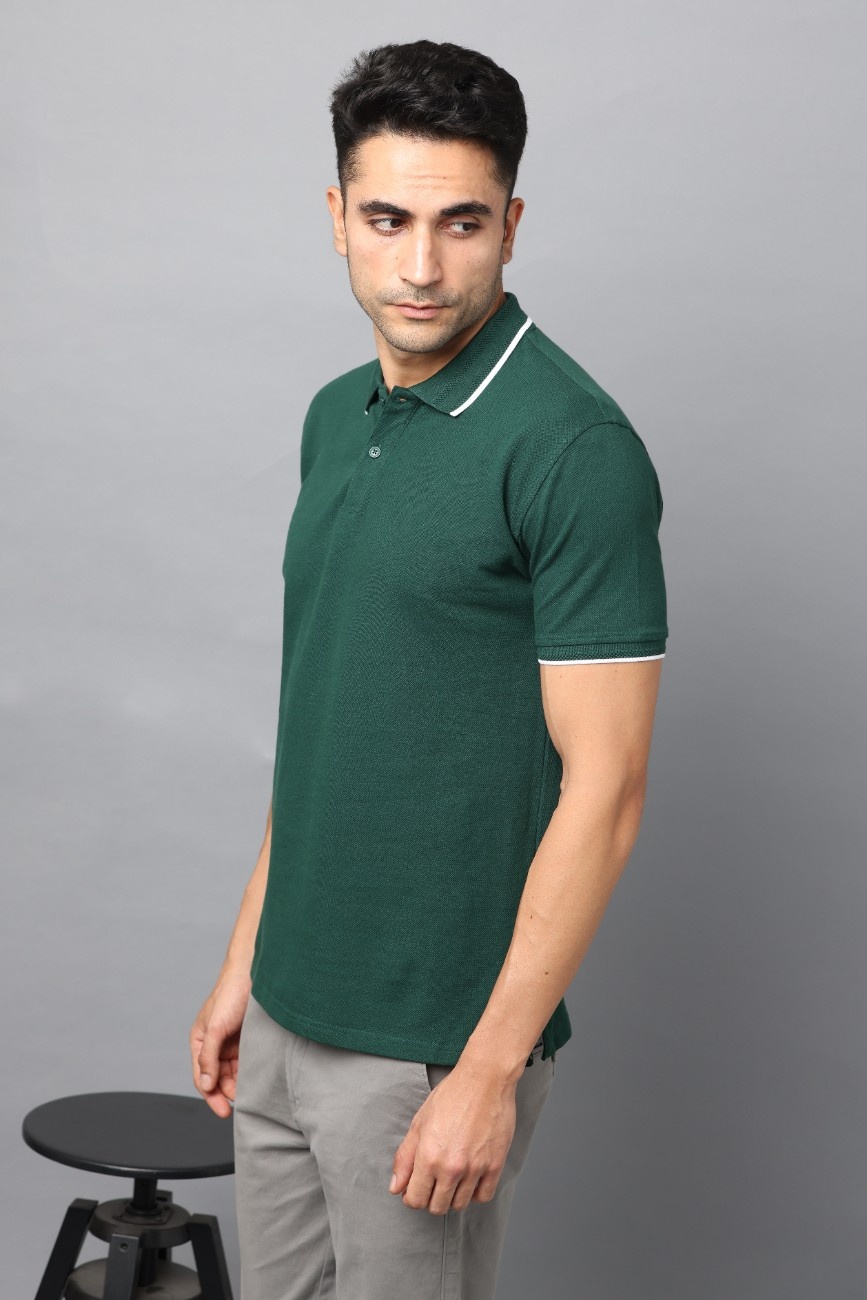 Men Polo T-shirt | Premium Pima | Bottle Green